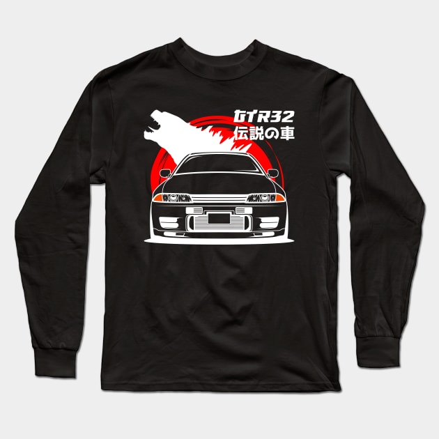 Front R32 JDM Long Sleeve T-Shirt by GoldenTuners